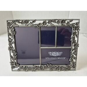 Wellesley Manor Floral Pewter Tone 3 Opening Collage Picture Frame 8.5x6.5